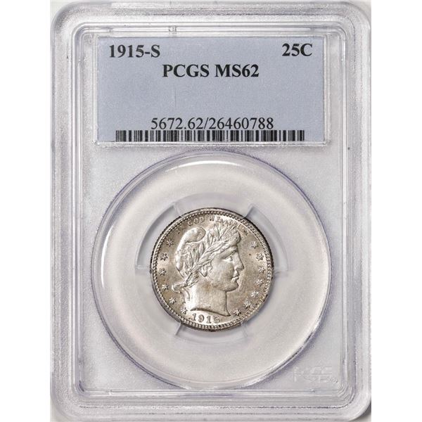 1915-S Barber Quarter Coin PCGS MS62