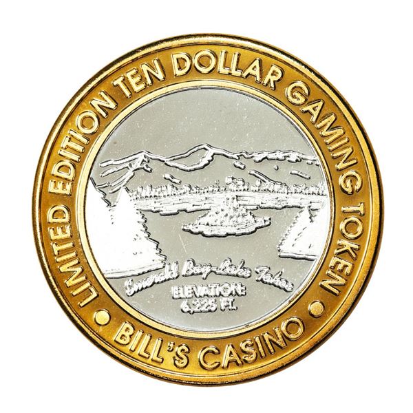 .999 Silver Bills Casino Lake Tahoe, Nevada $10 Limited Edition Gaming Token