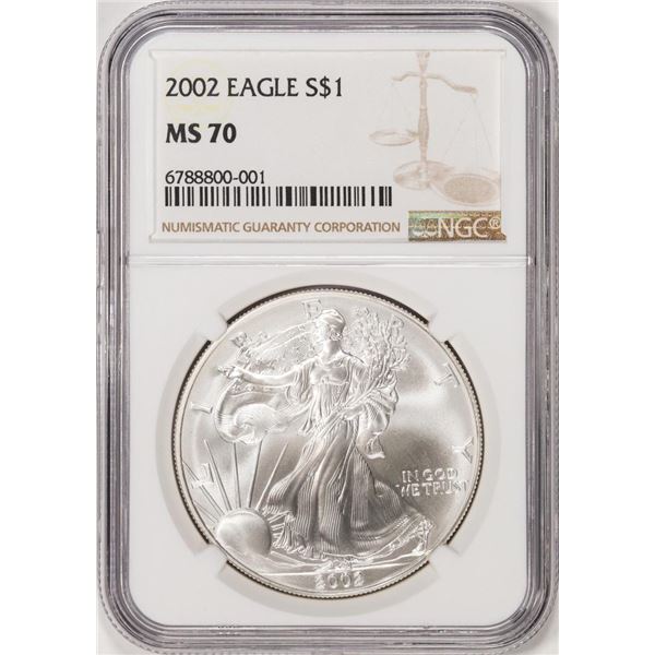 2002 $1 American Silver Eagle Coin NGC MS70