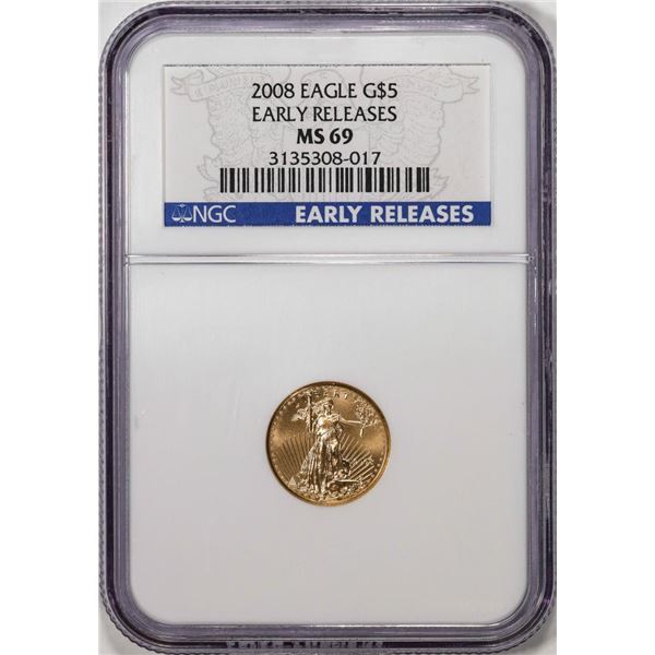 2008 $5 American Gold Eagle Coin NGC MS69 Early Releases