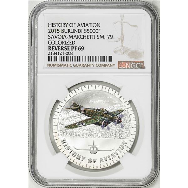 2015 Burundi 5000 Francs Aviation History Savoia-Marchetti Silver Coin NGC Rev. PF69