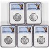 Image 1 : Lot of (5) 2021-Mo Mexico 1/4 oz Silver Libertad Coins NGC MS70