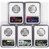 Image 2 : Lot of (5) 2021-Mo Mexico 1/4 oz Silver Libertad Coins NGC MS70