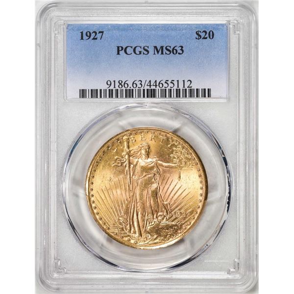 1927 $20 St. Gaudens Double Eagle Gold Coin PCGS MS63