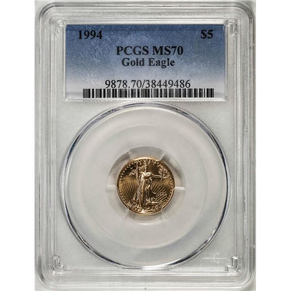 1994 $5 American Gold Eagle Coin PCGS MS70