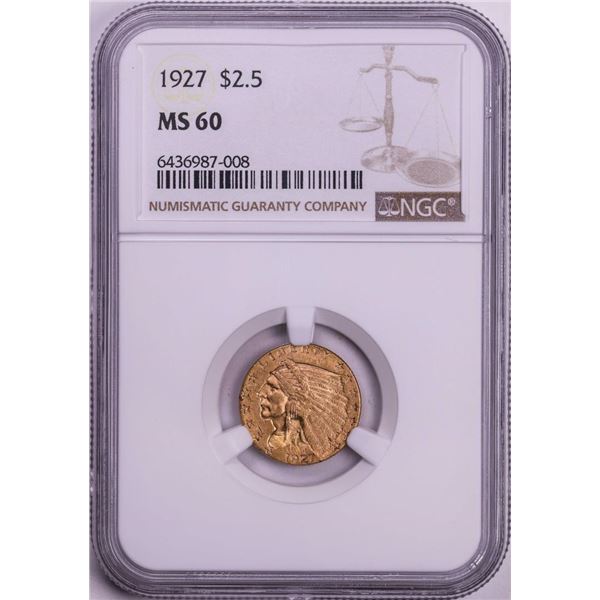 1927 $2 1/2 Indian Head Quarter Eagle Gold Coin NGC MS60