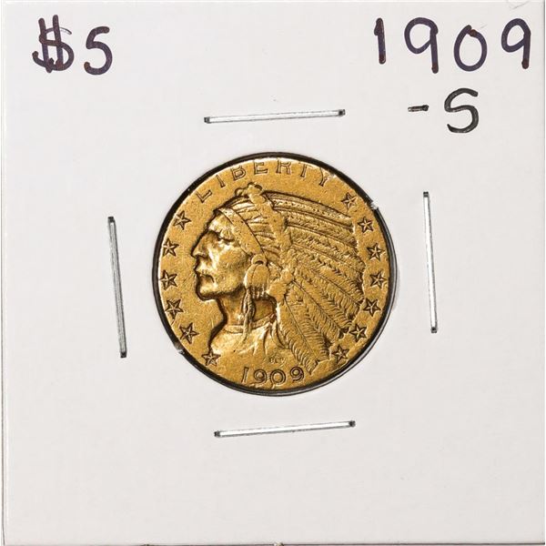 1909-S $5 Indian Head Half Eagle Gold Coin