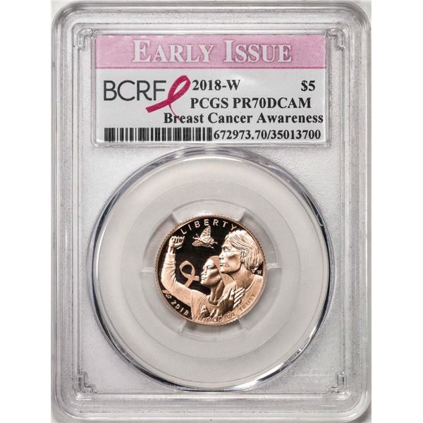 2018-W $5 Proof Breast Cancer Awareness Commemorative Gold Coin PCGS PR70DCAM