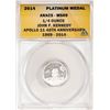 Image 1 : 2014 Proof 1/4 oz Platinum JFK Apollo 11 Anniversary Medal ANACS MS69