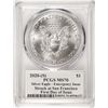 Image 2 : 2020-(S) $1 American Silver Eagle Coin PCGS MS70 FDOI S.F. Mint Jim Peed Signature