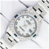 Image 2 : Rolex Ladies Stainless Steel White Roman Sapphire and Diamond Datejust Wristwatch