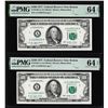 Image 1 : (2) Consecutive $100 Federal Reserve Notes Fr.2168-A PMG Choice Uncirculated 64EPQ