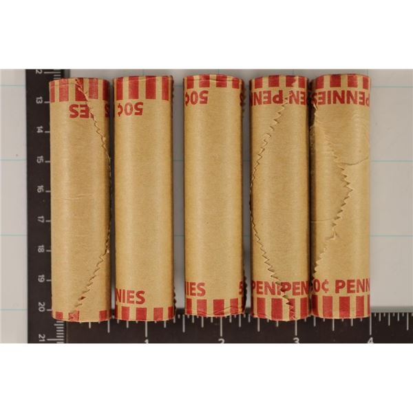 5 SOLID DATE ROLLS OF 2007-P LINCOLN CENTS ALL BU
