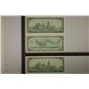 Image 2 : 3-BANK OF CANADA CRISP UNC $1 BILLS: 1-1954 & 2-