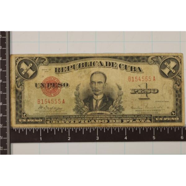 1934 CUBA 1 PESO BILL