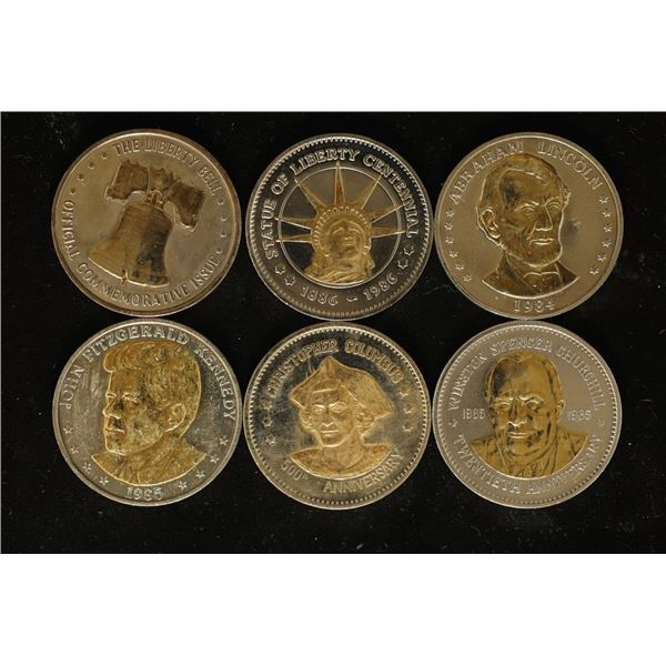 6-PARTIALLY GOLD PLATED DOUBLE EAGLE TOKENS: