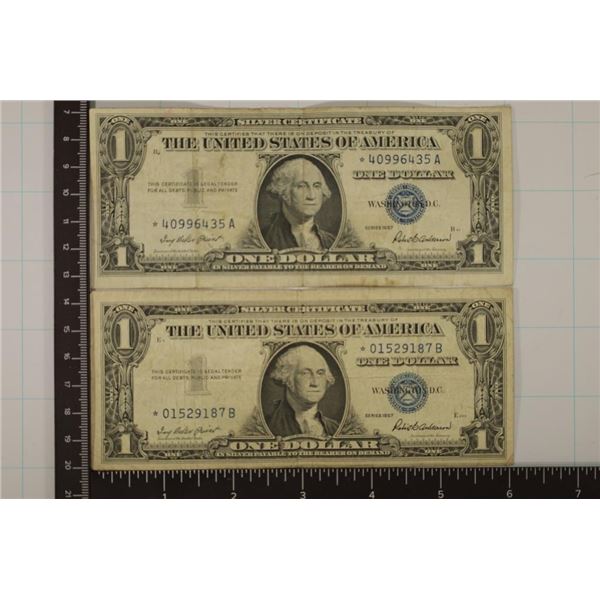 2-1957 US $1 SILVER CERTIFICATES STAR NOTES