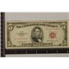Image 1 : 1953 US $5 RED SEAL NOTE