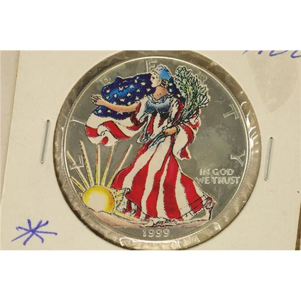 1999 AMERICAN SILVER EAGLE UNC COLORIZED ON