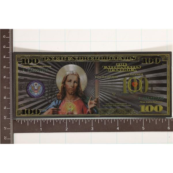 GOLD FOIL US $100 JESUS CHRIST COMMEMORATIVE