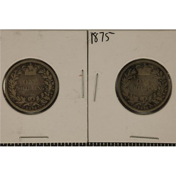 1874 & 1875 GREAT BRITAIN SILVER 1 SHILLING