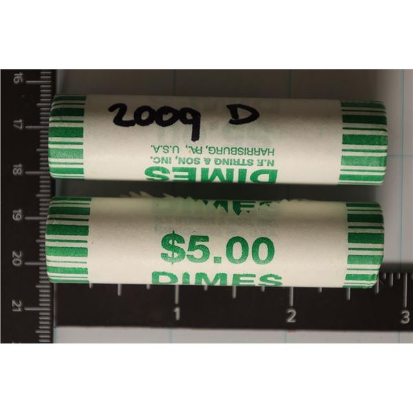 2 SOLID DATE ROLLS OF 2009-D BRILLIANT UNC ROSY