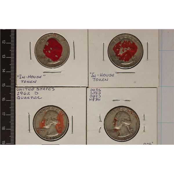 1960-D, 61-D, 62-D & 1963-D WASHINGTON SILVER 1/4S