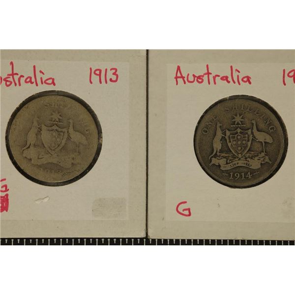 1913 & 1914 AUSTRALIA SILVER 1 SHILLING .3242