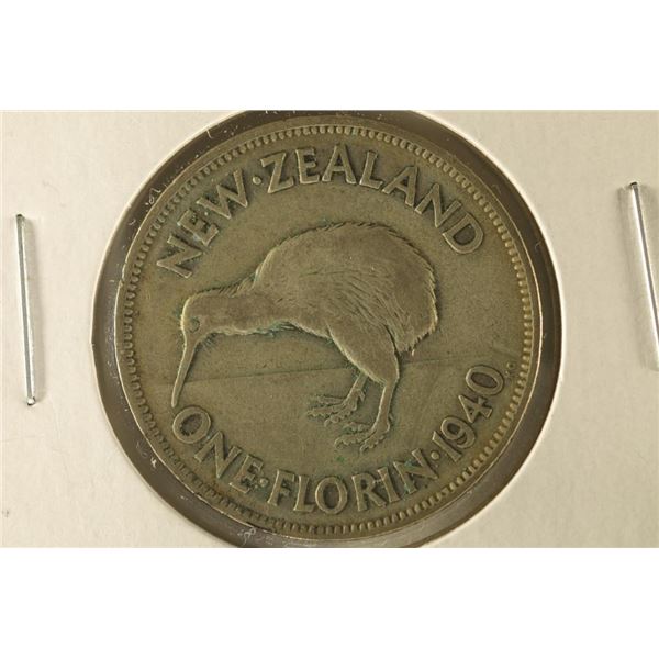 1940 NEW ZEALAND SILVER 1 FLORIN .1818 OZ. ASW