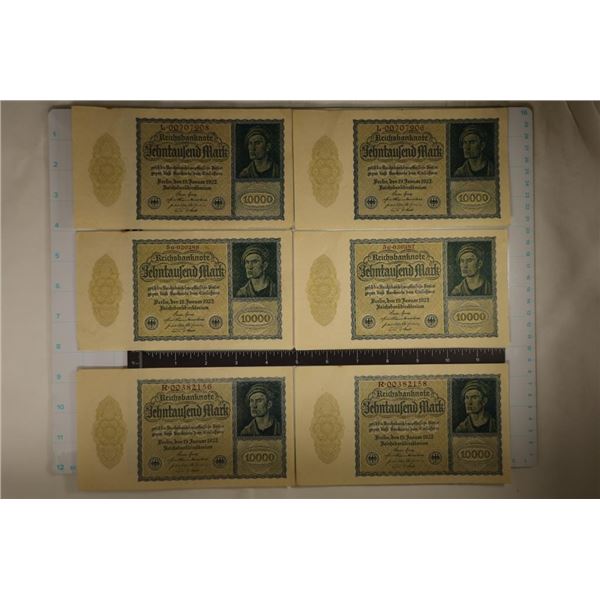 6-1922 GERMAN 10,000 MARK BILLS CRISP AU/UNC