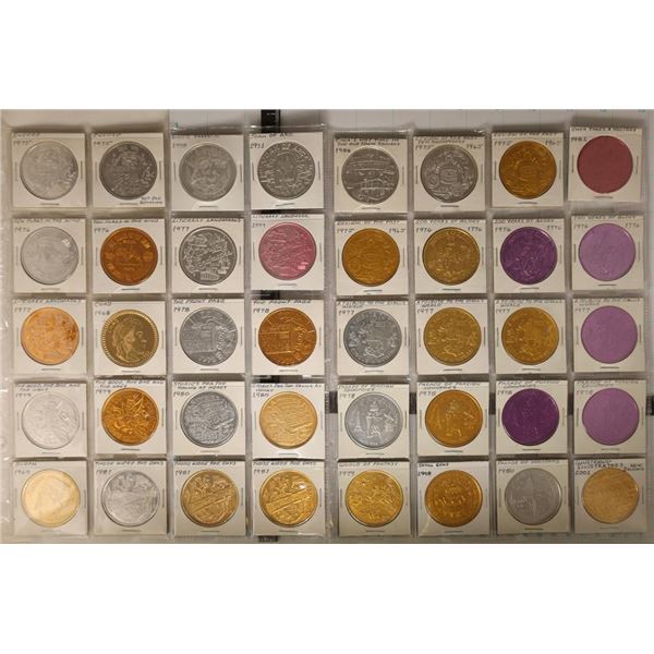 40 ASSORTED MARDI GRAS TOKENS: FROM THE 1970'S &