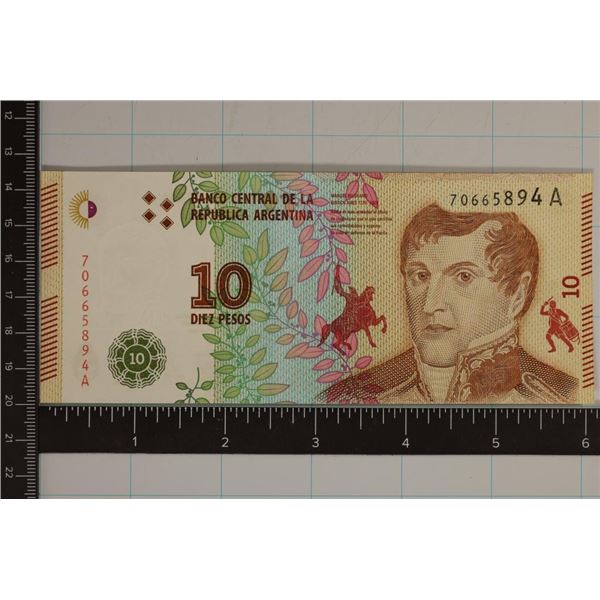 REPUBLIC OF ARGENTINA 10 PESO CRISP UNC