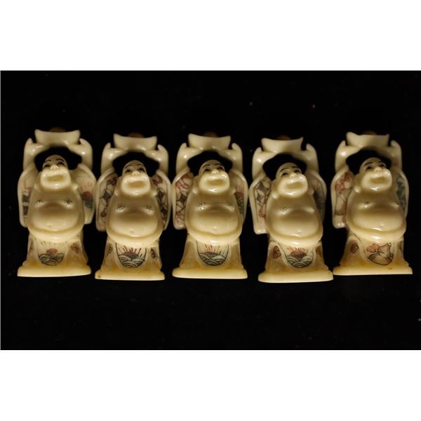 5 JAPANESE SIGNED  NETSUKES  A NETSUKE IS A