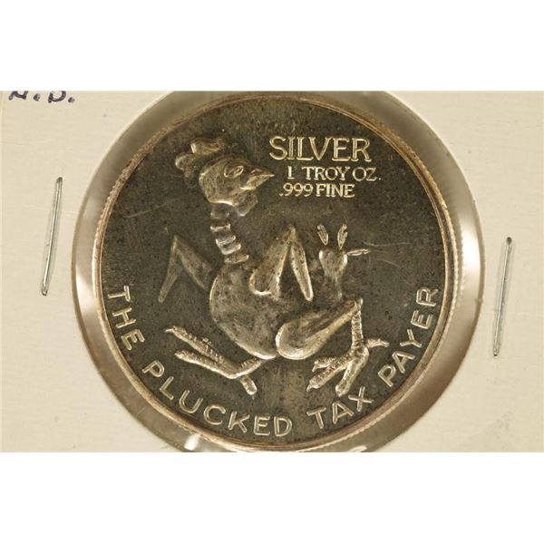 1 TROY OZ .999 FINE SILVER UNC ROUND THE PLUCKED