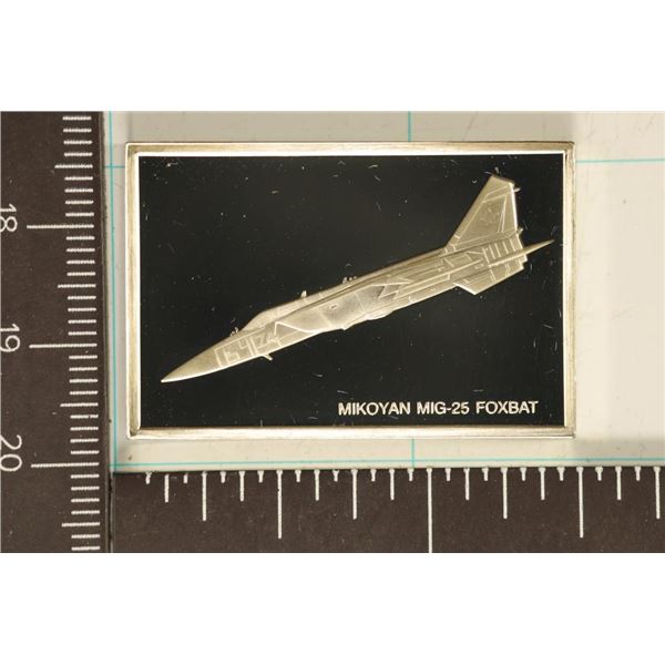 .59 OZ. PF STERLING SILVER AVIATION INGOT: MIKOYAN