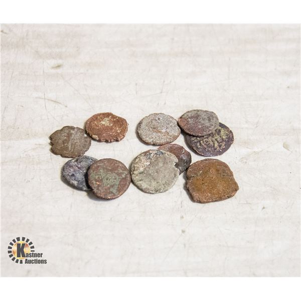 LOT OF 10 ANCIENT ROMAN COINS 300-400CE