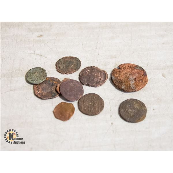 LOT OF 10 ANCIENT ROMAN COINS 300-400CE