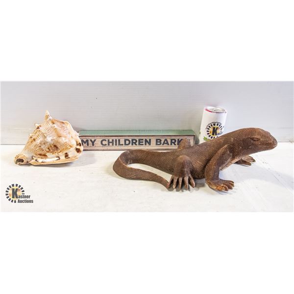 DECOR LIZARD, SHELL, SMALL SIGN