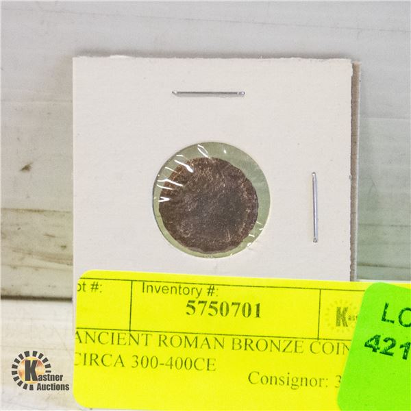 ANCIENT ROMAN BRONZE COIN CIRCA 300-400CE