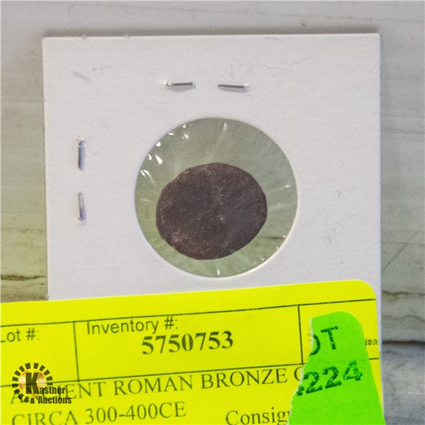 ANCIENT ROMAN BRONZE COIN CIRCA 300-400CE