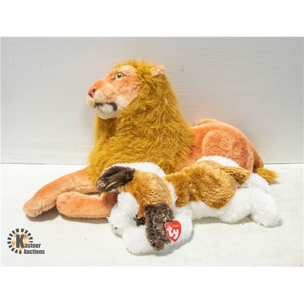 FLAT WITH LION & NEW TY DOG STUFFIES