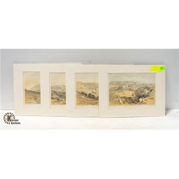 THE HOLY LAND, 4 ORIGINAL STONE LITHOGRAPHED