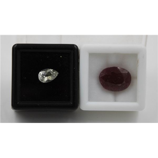 #211-RED RUBY 10.30CT & WHITE TOPAZ 1.70CT