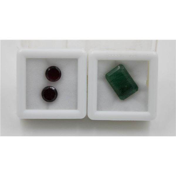 #240-DARK RED GARNET 3.35CT & GREEN EMERALD 6.40CT