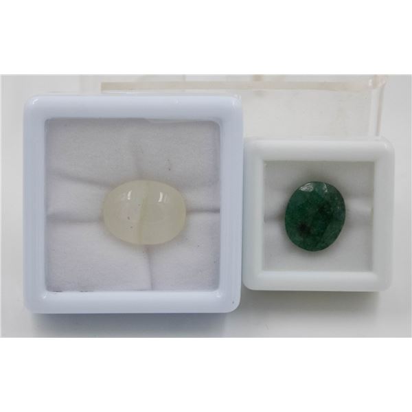 #250- EMERALD 6.95 CT & LIGHT GREEN CALCITE 11.03C