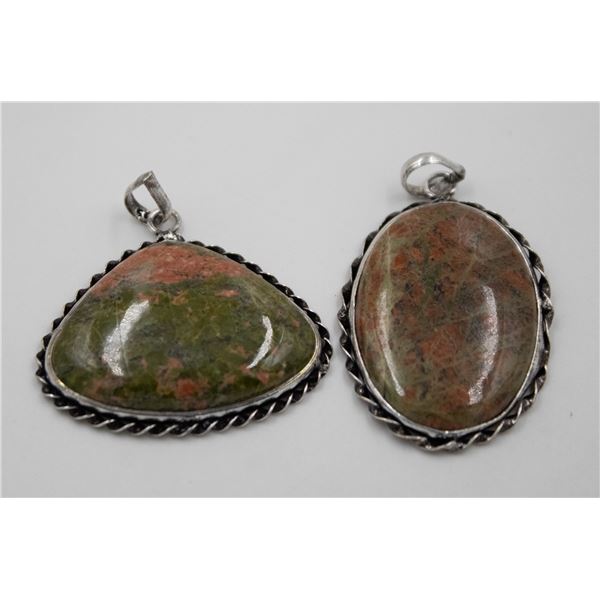 #174-NATURAL UNAKITE PENDANT 2 PCS