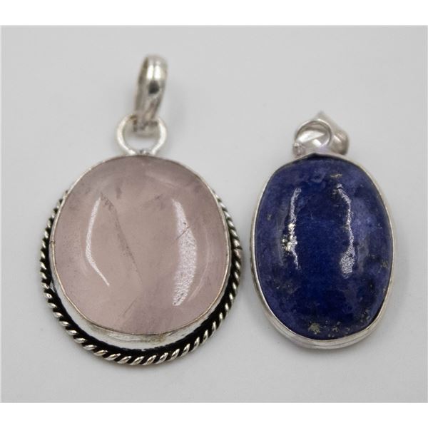 #175-NATURAL LAPIZ LAZULI / ROSE QUARTZ PENDANT