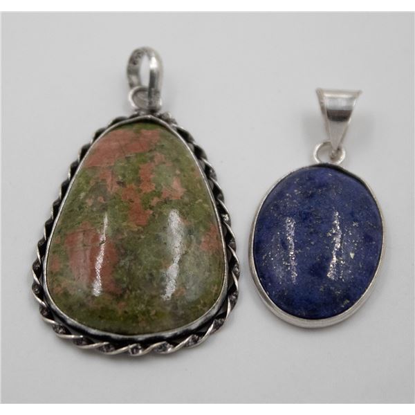 #180-NATURAL LAPIZ LAZULI /UNAKITE PENDANT