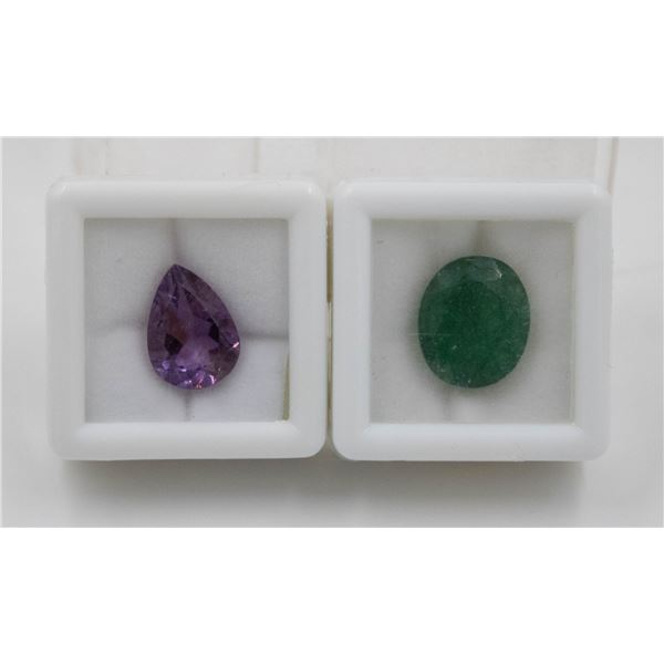 #230- AMETHYST 4.65 CT & GREEN  EMERALD 7.70CT