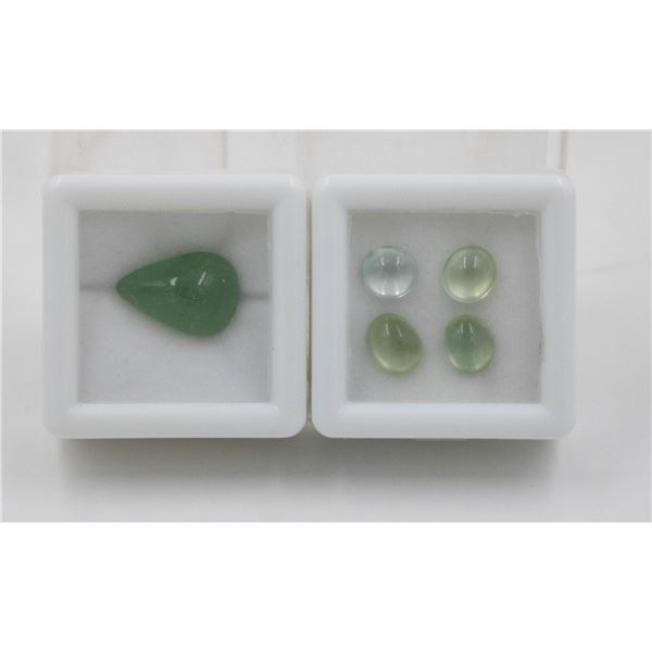 #246-NATURAL PRENITE 3.95 CT  & AVENTURINE 4.80CT